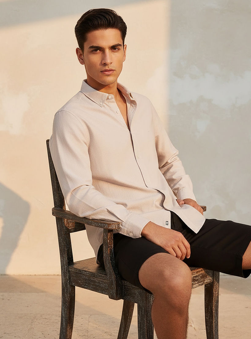 قميص بقصّة سليم وياقة عادية وأكمام طويلة وأزرار للرجال-men-clothing-shirts-image-5