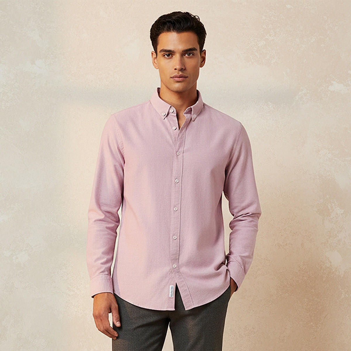 Splash Basic Regular Fit Button-Down Collar Textured Long Sleeves Shirt-men-clothing-shirts-image-1