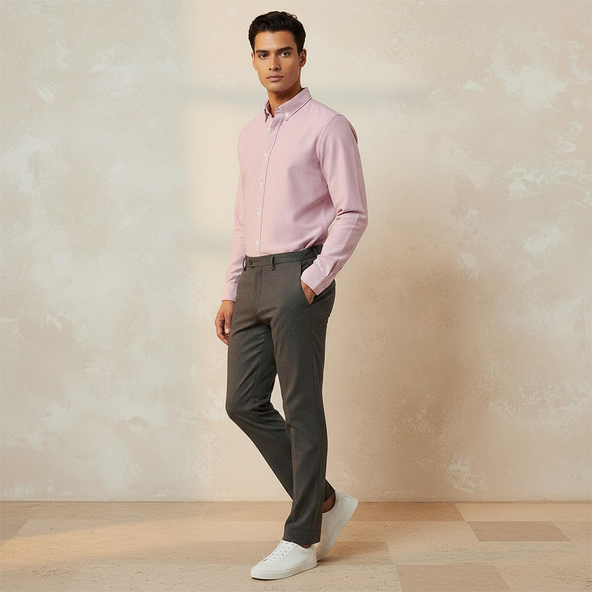 Splash Basic Regular Fit Button-Down Collar Textured Long Sleeves Shirt-men-clothing-shirts-image-3