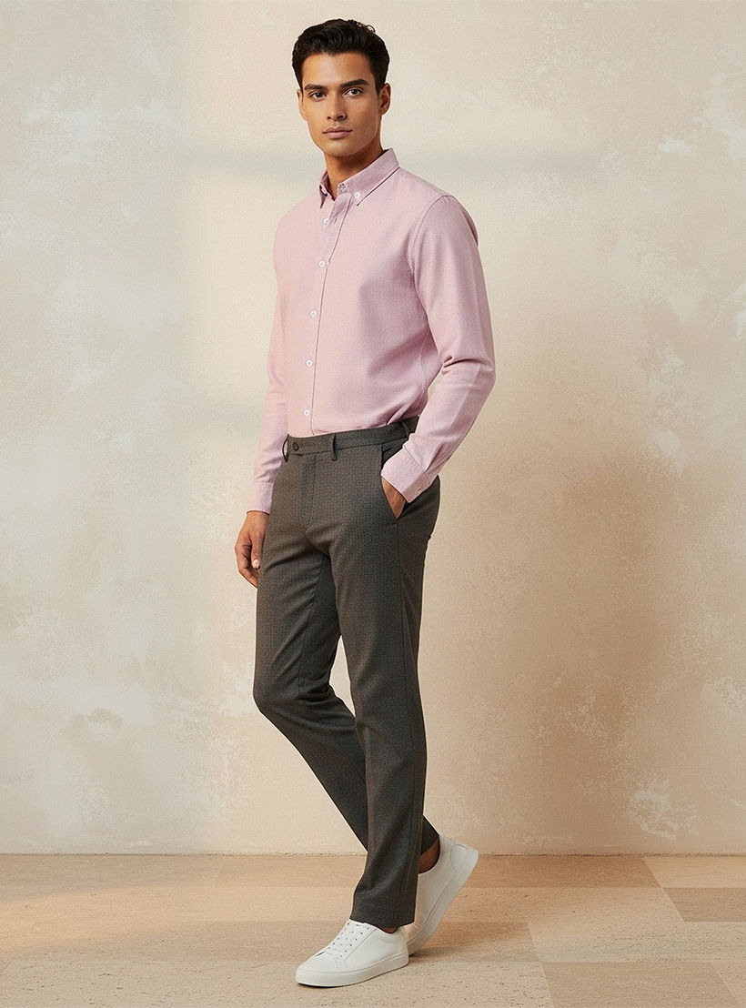 Splash Basic Regular Fit Button-Down Collar Textured Long Sleeves Shirt-men-clothing-shirts-image-3