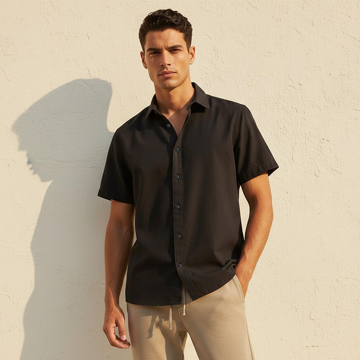 Splash Basic Regular Fit Button-Down Collar Short Sleeves Shirt-men-clothing-shirts-image-1