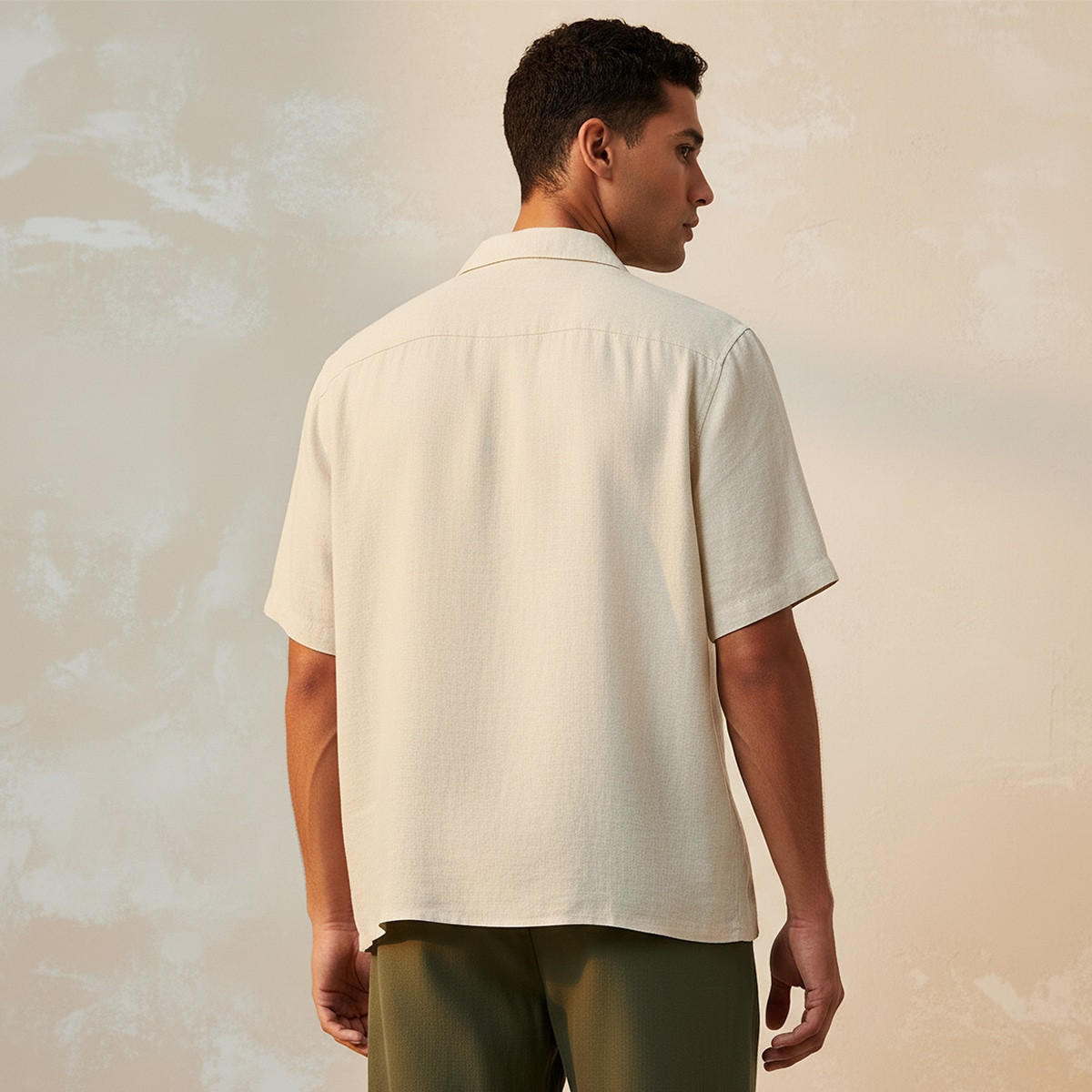 Splash Basic Regular Fit Camp Collar Linen Blend Shirt-men-clothing-shirts-image-4