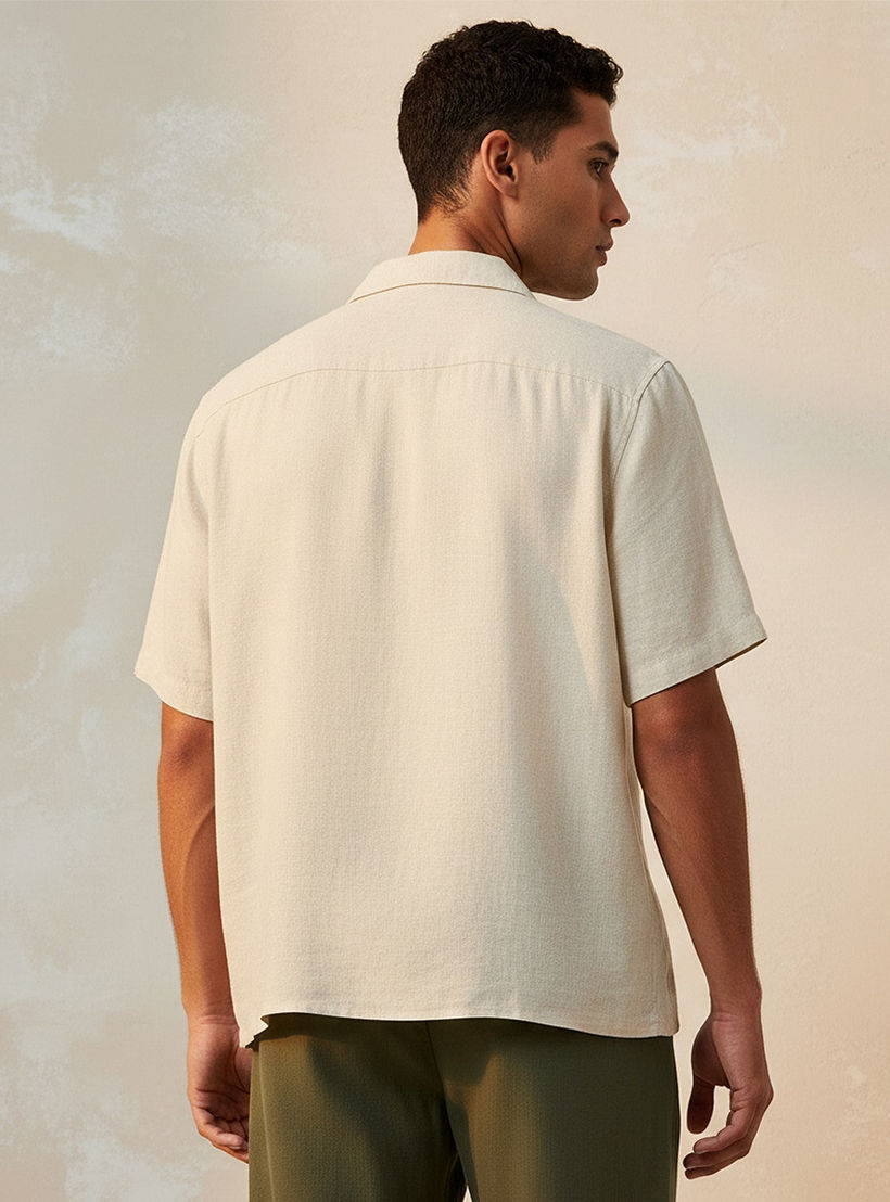 Splash Basic Regular Fit Camp Collar Linen Blend Shirt-men-clothing-shirts-image-4