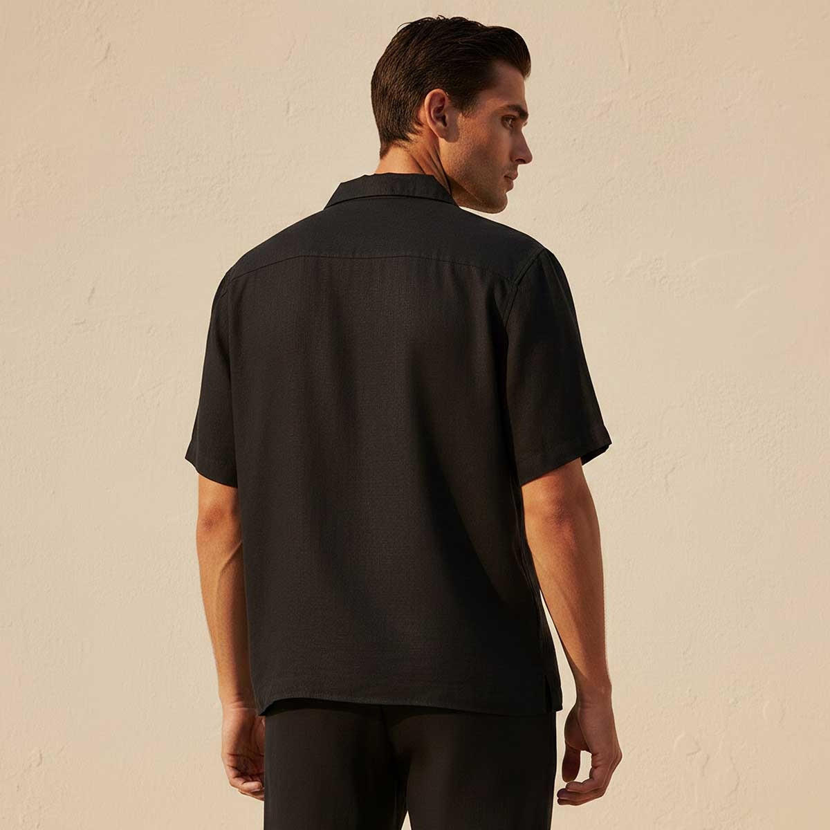 Splash Basic Regular Fit Camp Collar Linen Blend Shirt-men-clothing-shirts-image-4