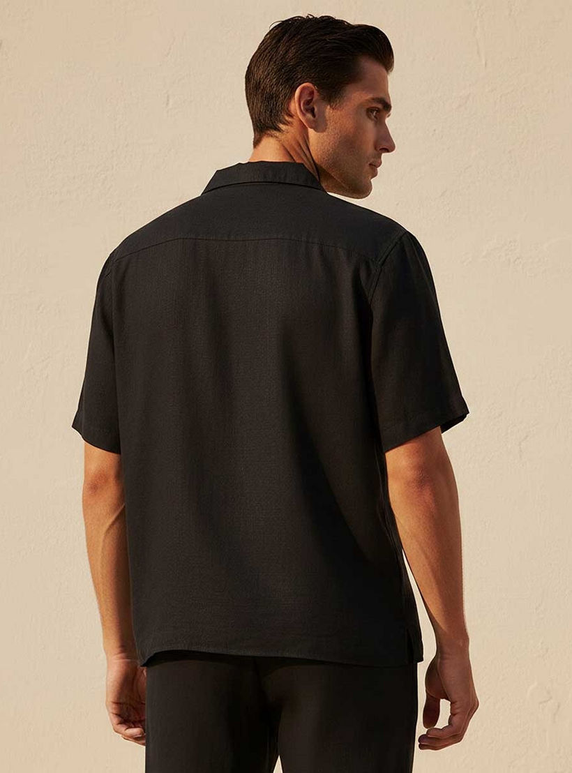 Splash Basic Regular Fit Camp Collar Linen Blend Shirt-men-clothing-shirts-image-4