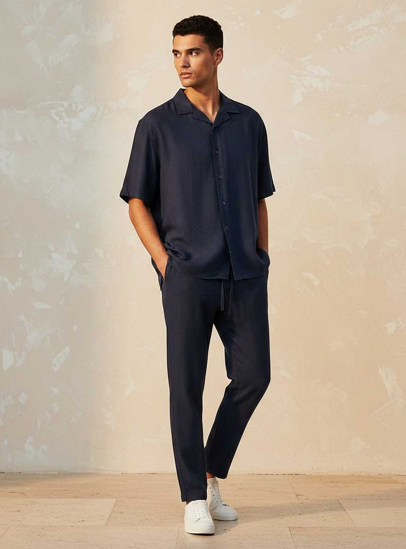 Splash Basic Regular Fit Camp Collar Linen Blend Shirt-men-clothing-shirts-image-3