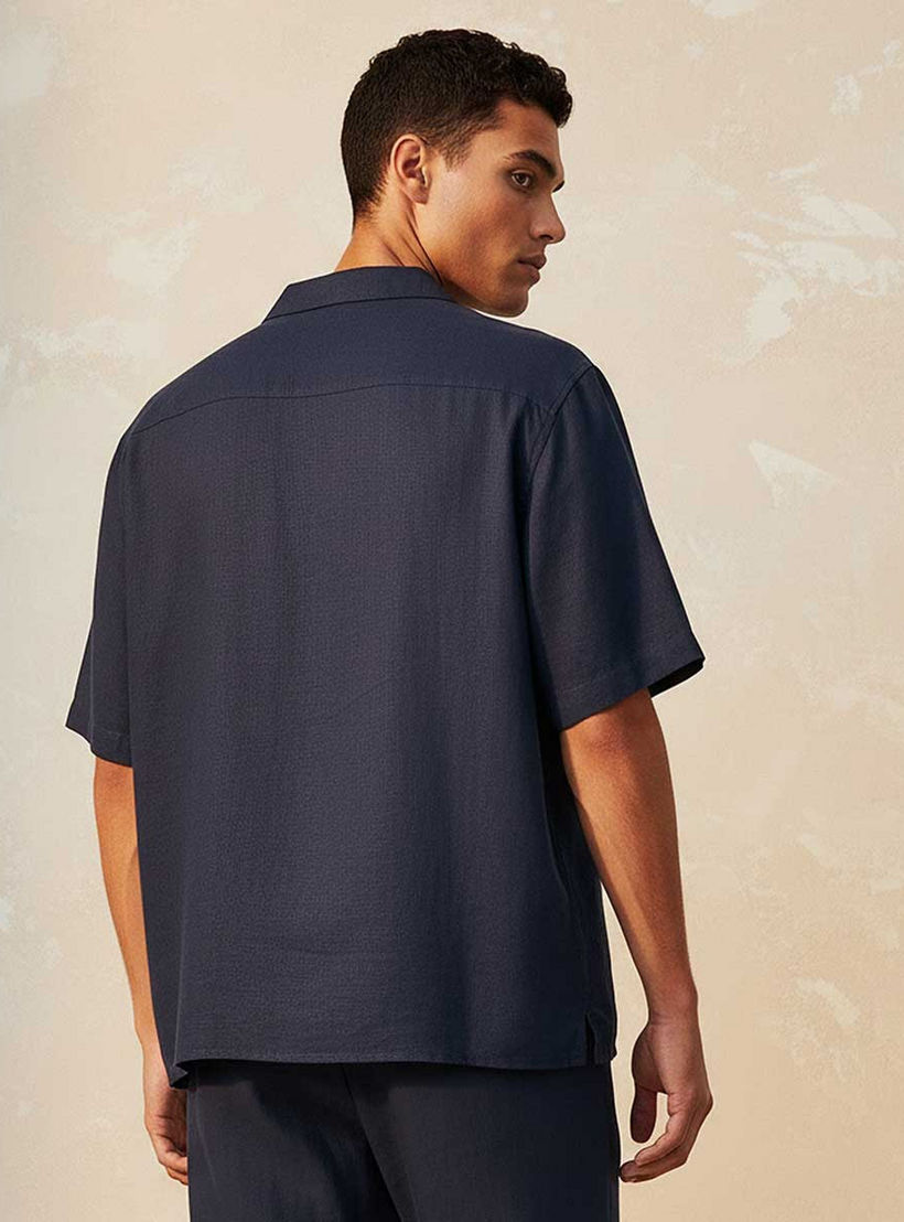 Splash Basic Regular Fit Camp Collar Linen Blend Shirt-men-clothing-shirts-image-4