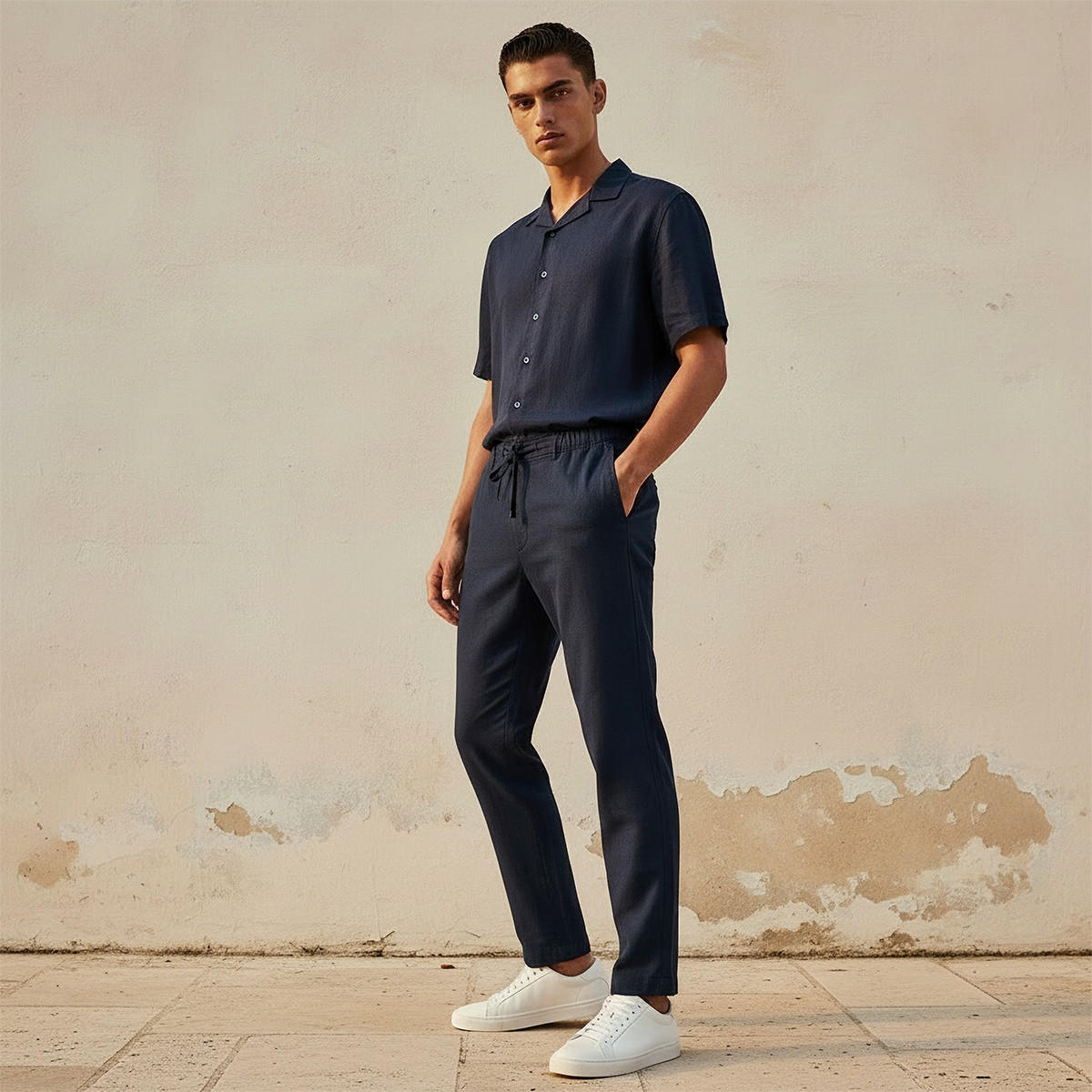 Splash Basic Relaxed Fit Linen Blend Pants-men-clothing-trousersandchinos-trousers-image-3