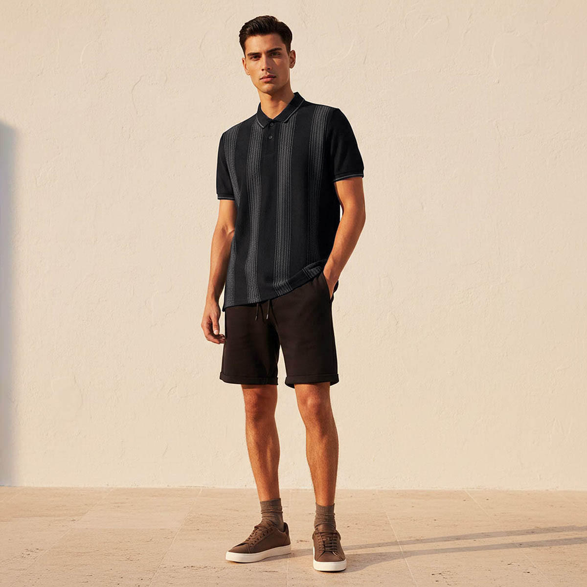 تيشيرت بولو رجالي مقلم بأكمام قصيرة-men-clothing-tshirtsandpolos-polos-image-3