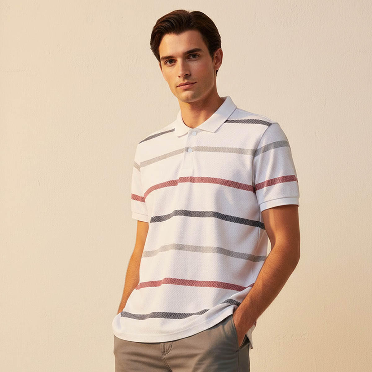 Men Short Sleeves Striped Polo T-shirt-men-clothing-tshirtsandpolos-polos-image-1
