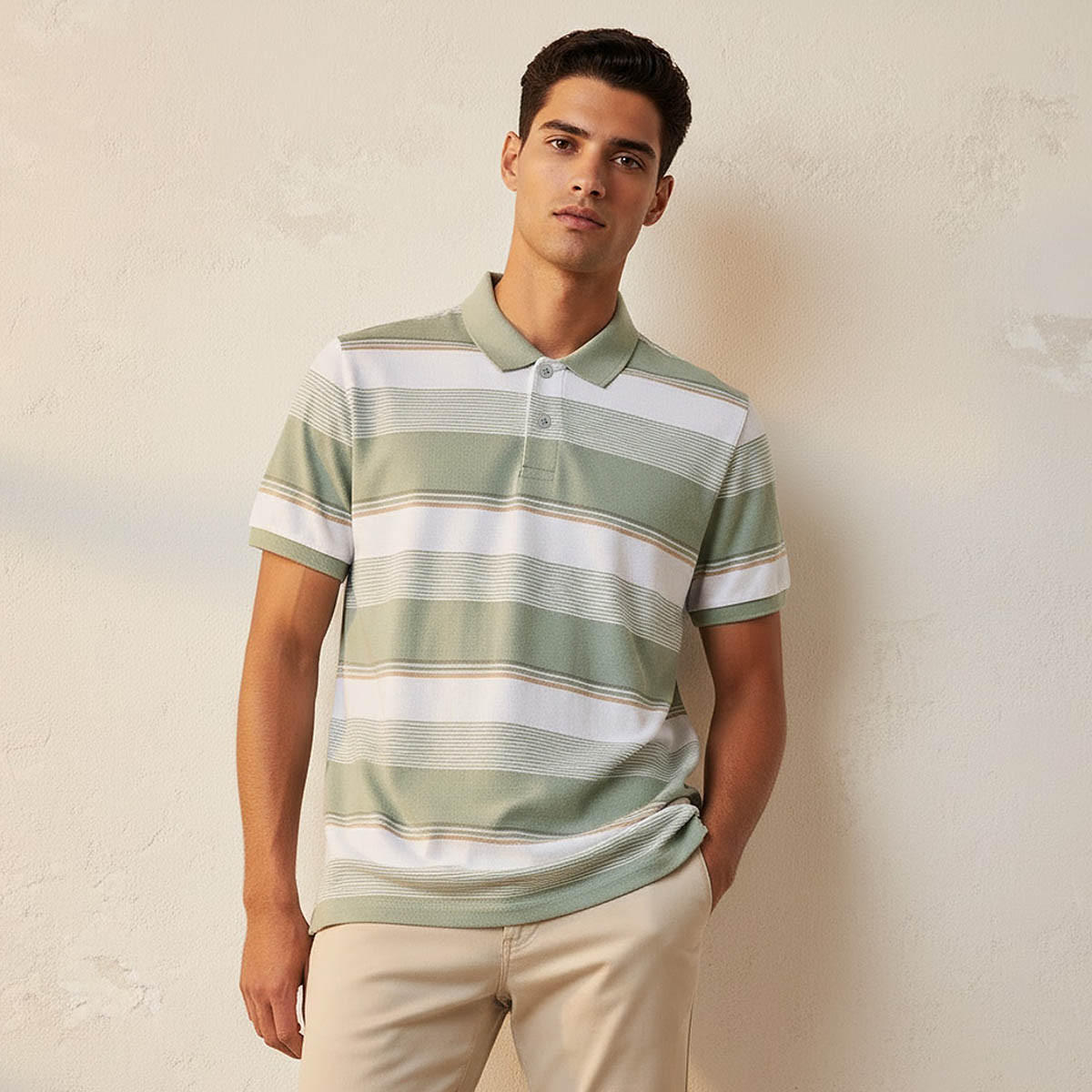 Men Short Sleeves Striped Polo T-shirt-men-clothing-tshirtsandpolos-polos-image-1