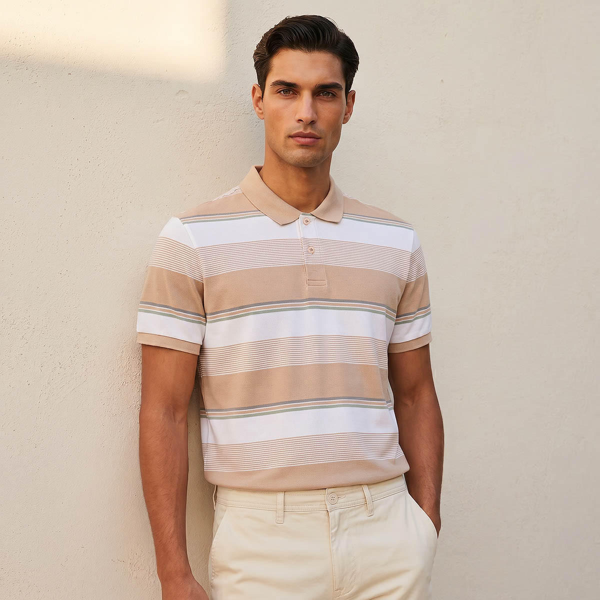 تيشيرت بولو مخطط بأكمام قصيرة للرجال-men-clothing-tshirtsandpolos-polos-image-1