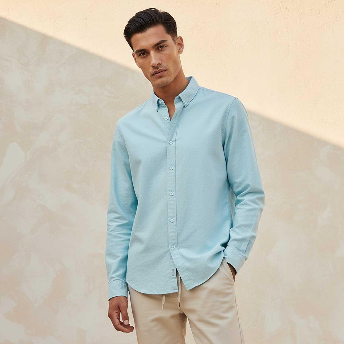 Splash Basic Regular Fit Button-Down Collar Textured Long Sleeves Shirt-men-clothing-shirts-image-1