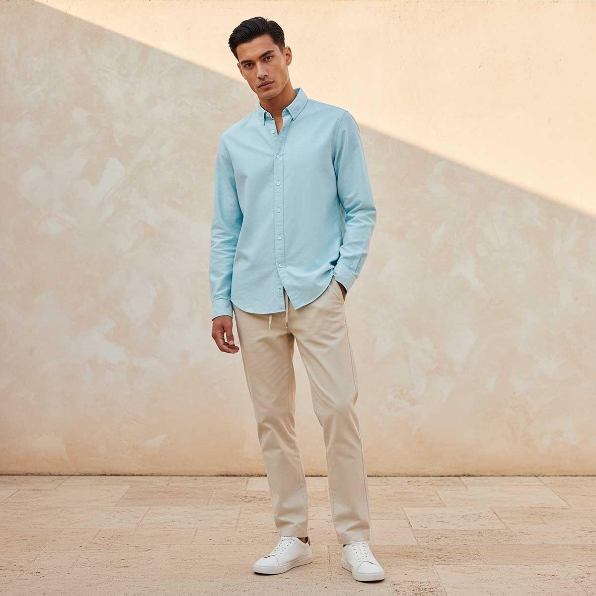 Splash Basic Regular Fit Button-Down Collar Textured Long Sleeves Shirt-men-clothing-shirts-image-3