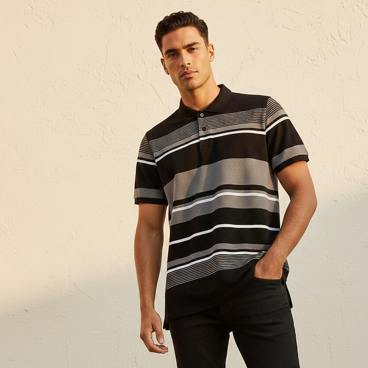 Splash Basic Short Sleeves Striped Polo T-shirt-men-clothing-tshirtsandpolos-polos-image-1