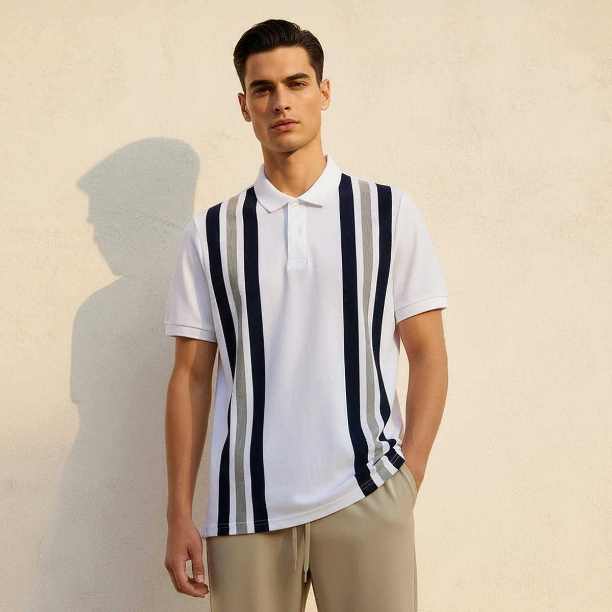 Men Short Sleeve Striped Polo T-shirt-men-clothing-tshirtsandpolos-polos-image-1