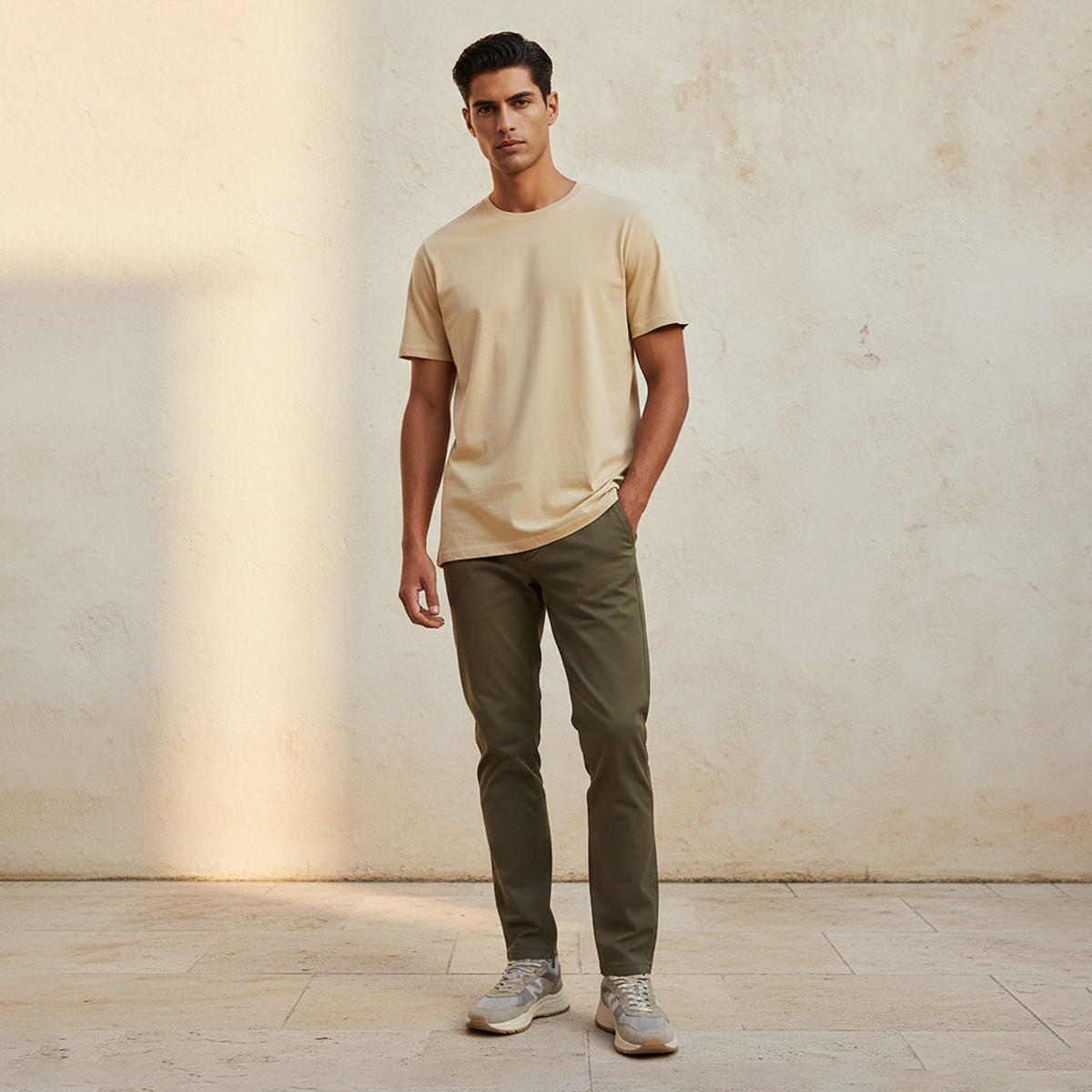 تيشيرت بقصّة عادية وياقة ضيقة وأكمام قصيرة للرجال-men-clothing-tshirtsandpolos-tshirts-image-3