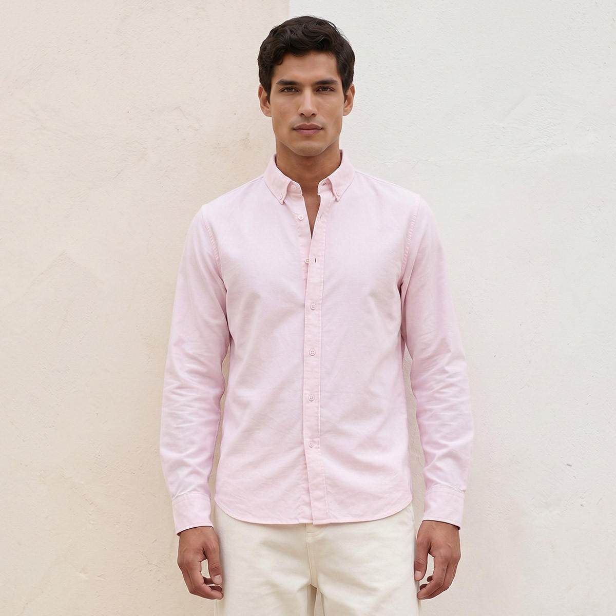 قميص بأكمام طويلة وياقة ووصلة أزرار وقصة عادية من سبلاش بيزك-men-clothing-shirts-image-1