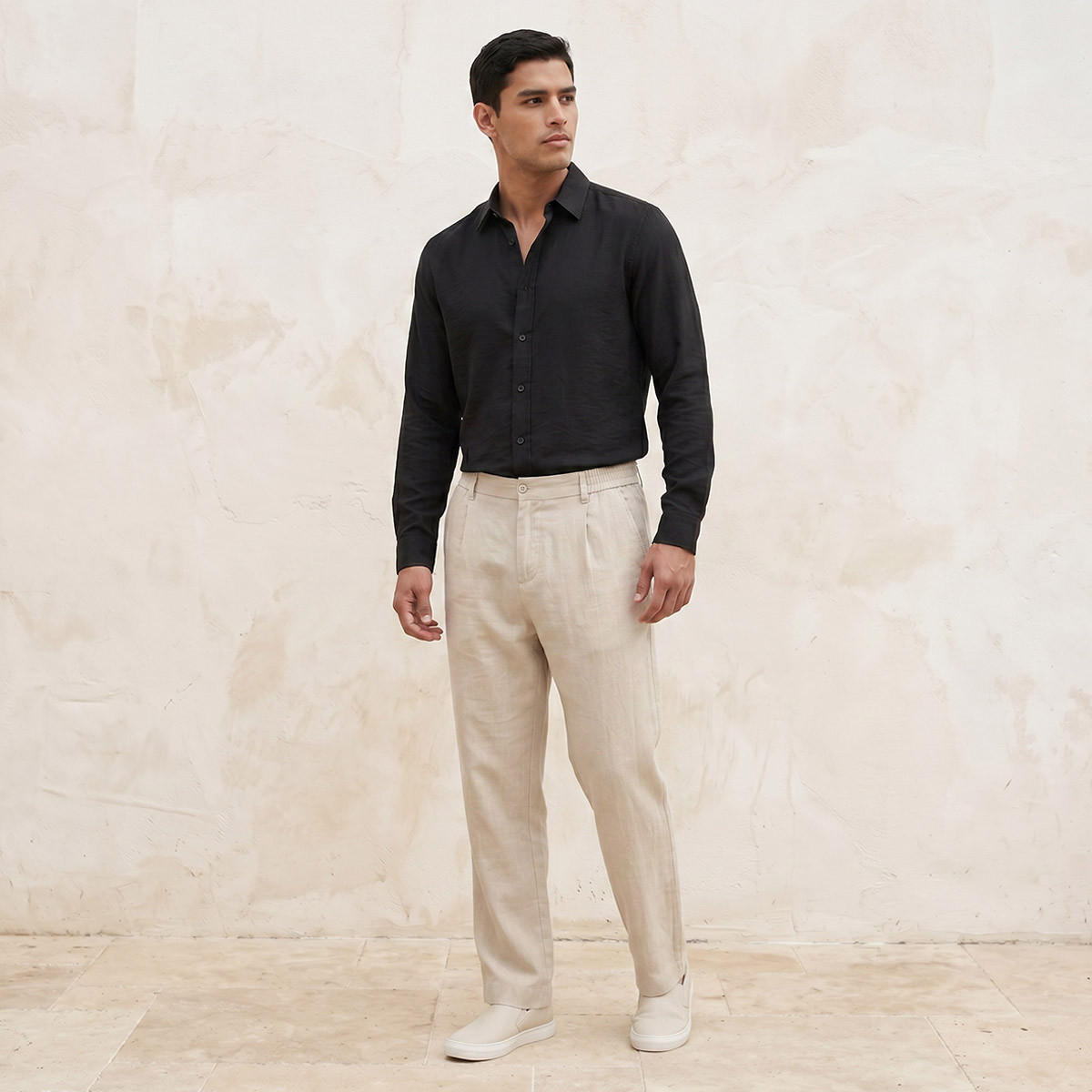 Splash Basic Regular Fit Collared Crinkled Textured Long Sleeves Shirt-men-clothing-shirts-image-3