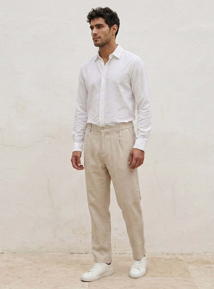 Splash Basic Regular Fit Collared Crinkled Textured Long Sleeves Shirt-men-clothing-shirts-image-3
