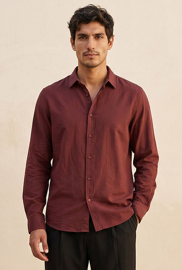 Splash Basic Regular Fit Collared Crinkled Textured Long Sleeves Shirt-men-clothing-image-1