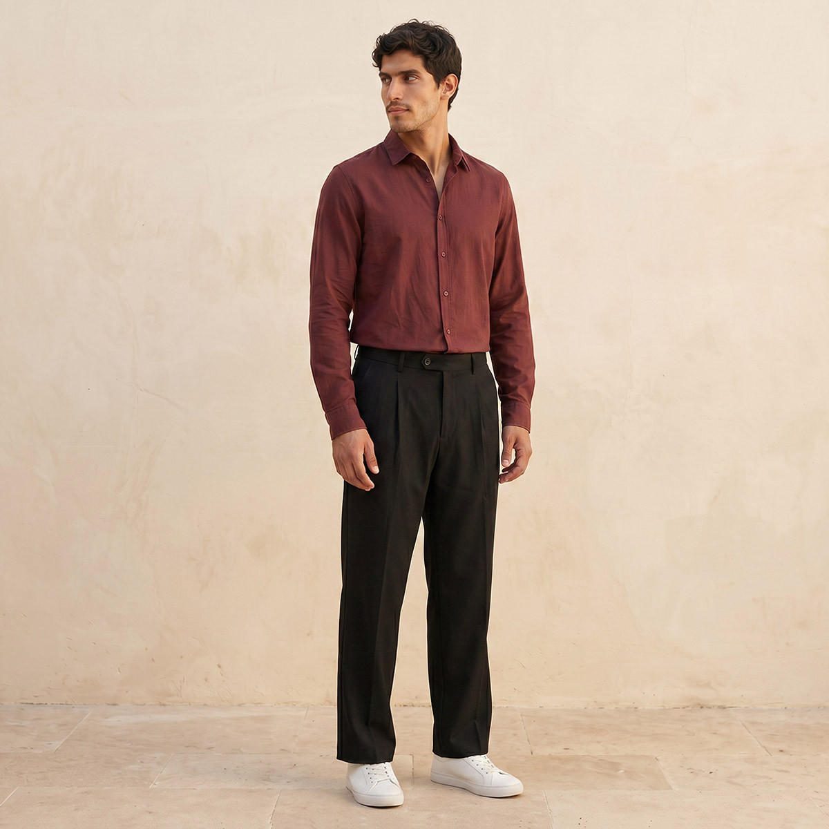 Splash Basic Regular Fit Collared Crinkled Textured Long Sleeves Shirt-men-clothing-shirts-image-3
