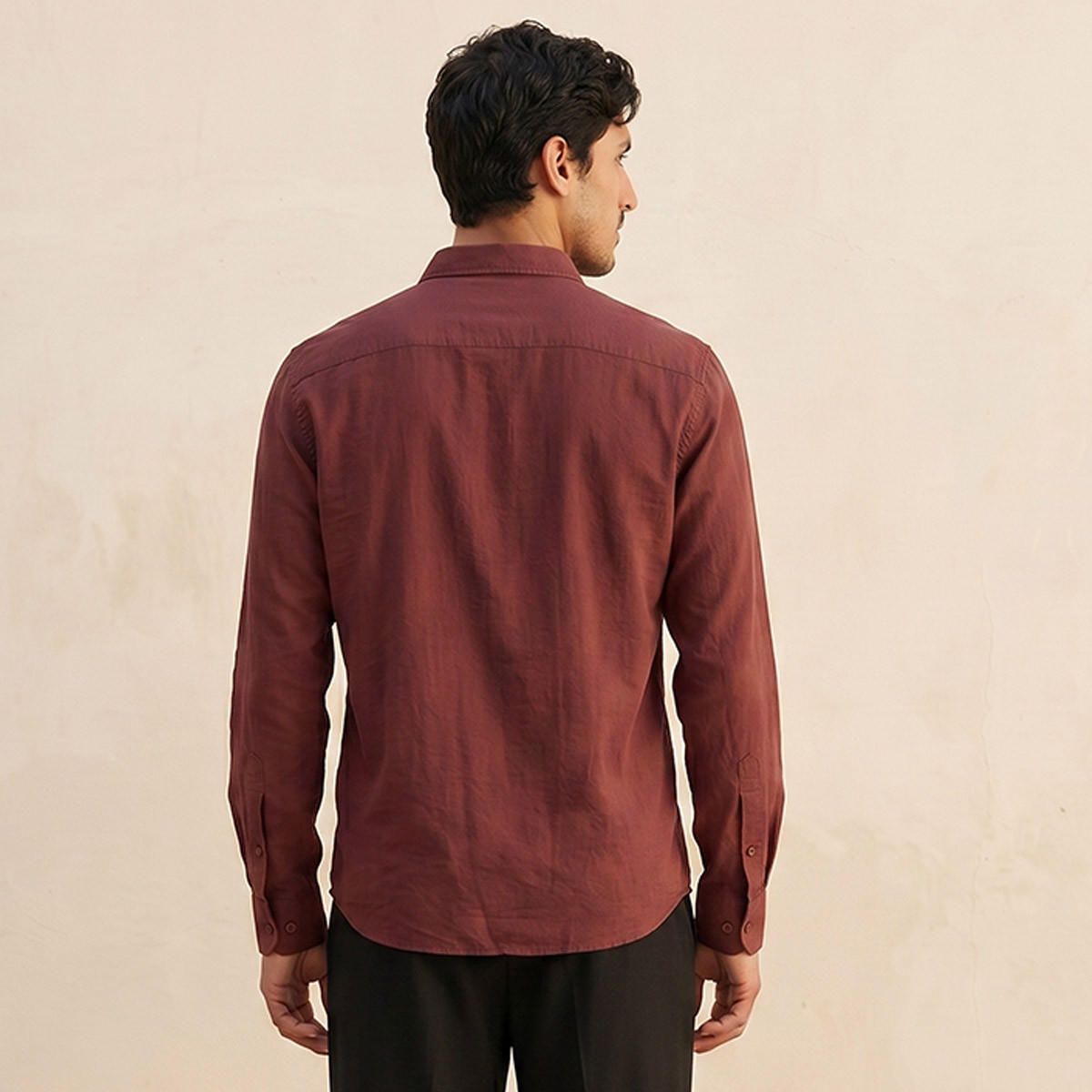 Splash Basic Regular Fit Collared Crinkled Textured Long Sleeves Shirt-men-clothing-shirts-image-4