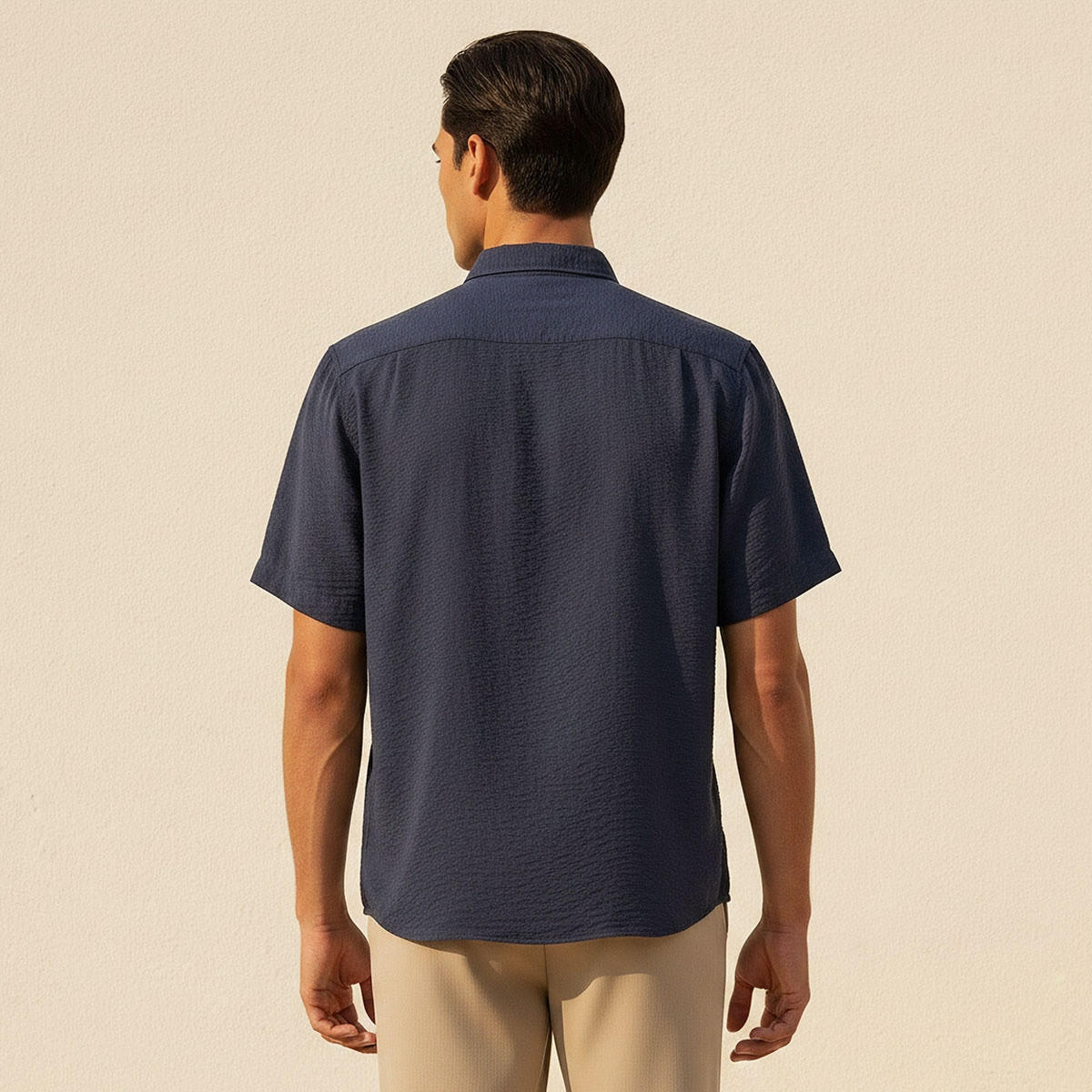 Splash Basic Regular Fit Collared Textured Short Sleeves Shirt-men-clothing-shirts-image-4