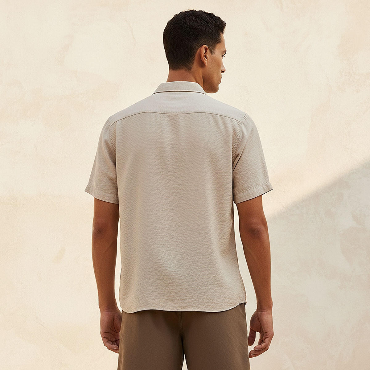 Splash Basic Regular Fit Collared Textured Short Sleeves Shirt-men-clothing-shirts-image-4