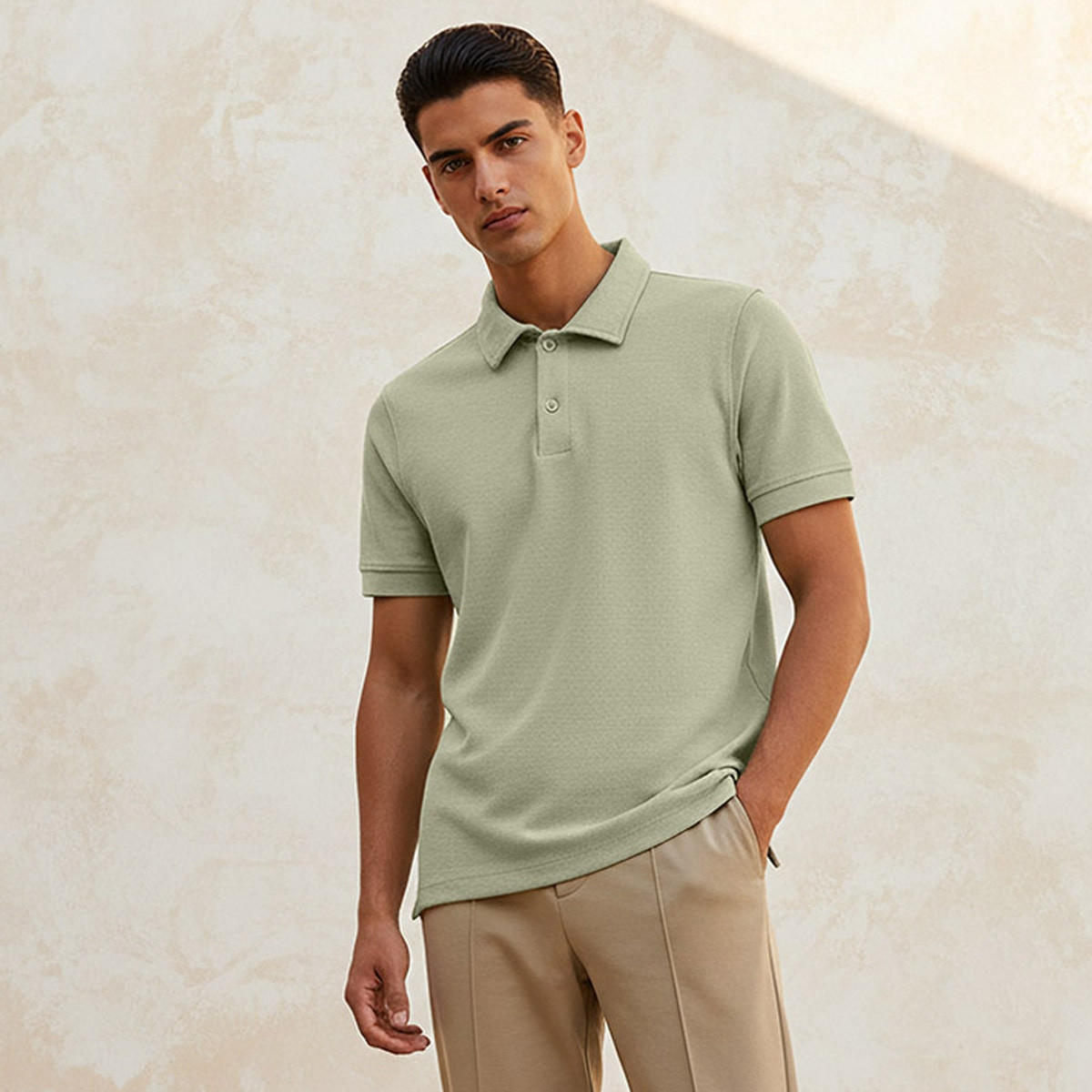 تيشيرت بولو بارز الملمس بأكمام قصيرة من سبلاش بيزك-men-clothing-tshirtsandpolos-polos-image-1