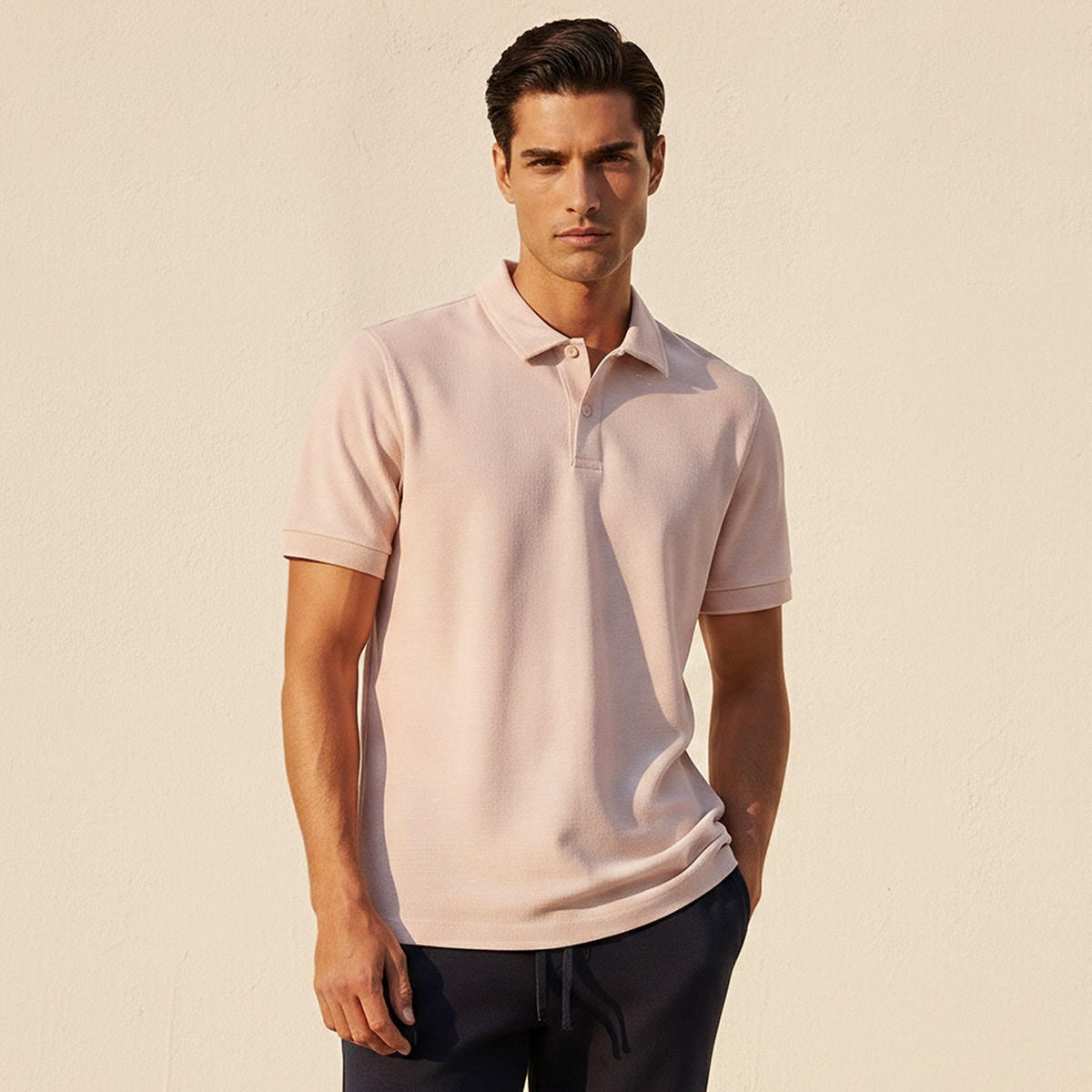 تيشيرت بولو بارز الملمس بأكمام قصيرة من سبلاش بيزك-men-clothing-tshirtsandpolos-polos-image-1