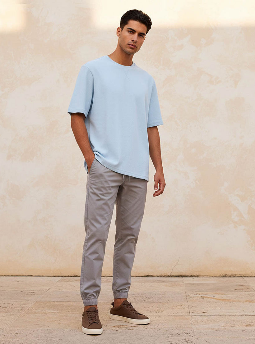 Men Slim Fit Crew Neck Short Sleeves Textured T-shirt-men-clothing-tshirtsandpolos-tshirts-image-3