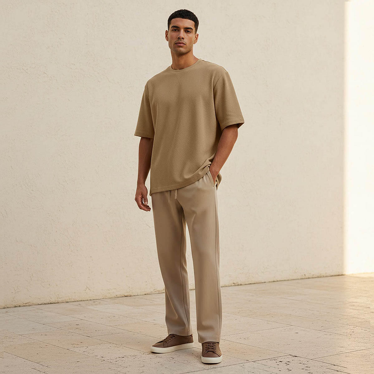 Men Slim Fit Crew Neck Short Sleeves Textured T-shirt-men-clothing-tshirtsandpolos-tshirts-image-3