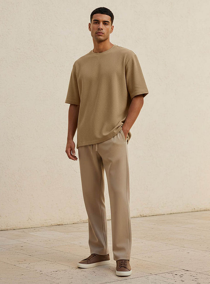 Men Slim Fit Crew Neck Short Sleeves Textured T-shirt-men-clothing-tshirtsandpolos-tshirts-image-3