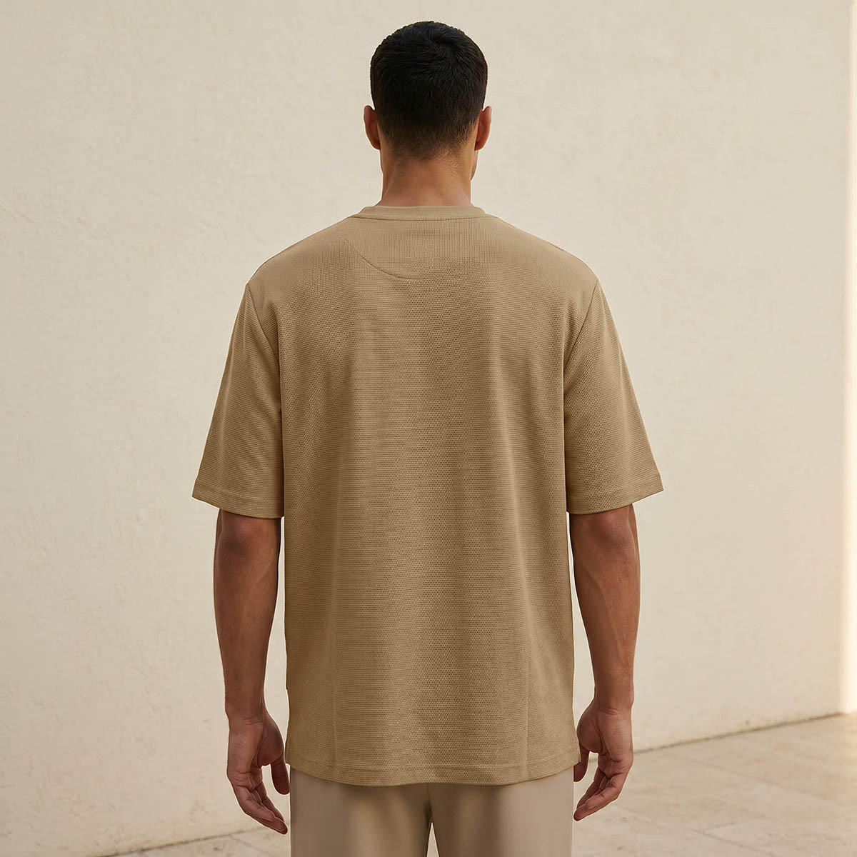 Men Slim Fit Crew Neck Short Sleeves Textured T-shirt-men-clothing-tshirtsandpolos-tshirts-image-4