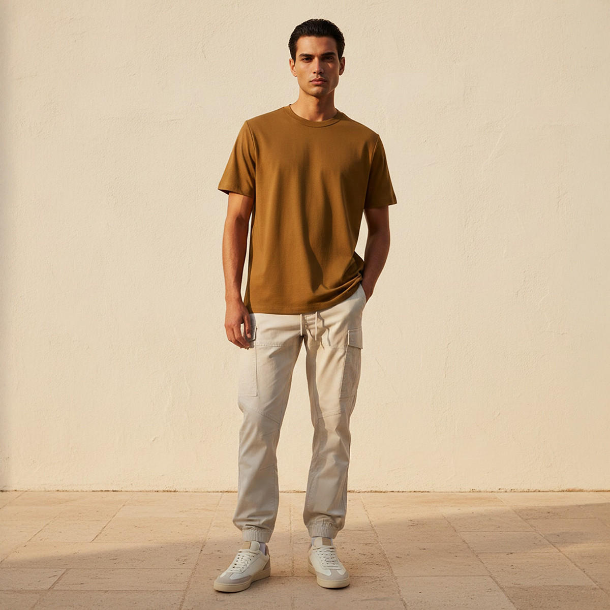 تيشيرت بقصّة مريحة وياقة ضيقة وأكمام قصيرة للرجال-men-clothing-tshirtsandpolos-tshirts-image-3