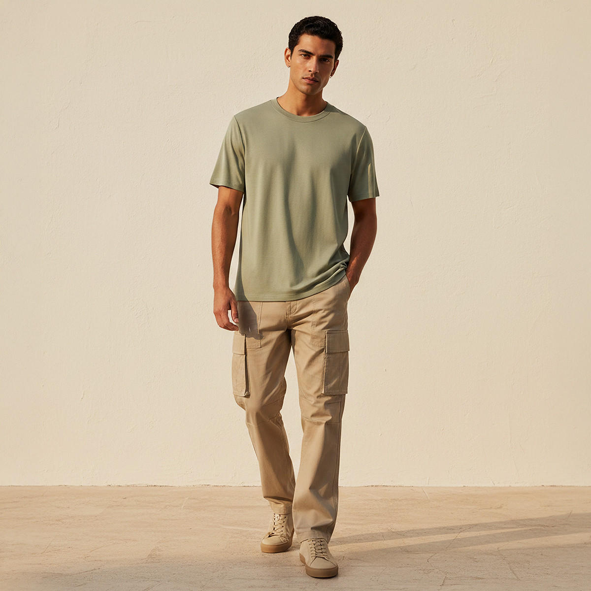 تيشيرت بقصّة مريحة وياقة ضيقة وأكمام قصيرة للرجال-men-clothing-tshirtsandpolos-tshirts-image-3