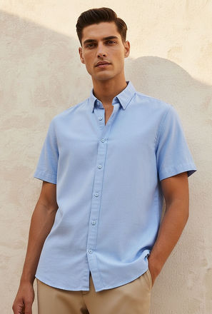 Splash Basic Regular Fit Collared Short Sleeves Shirt-men-clothing-image-1