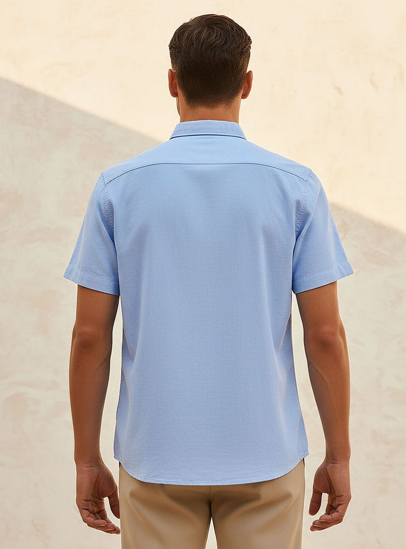 Splash Basic Regular Fit Collared Short Sleeves Shirt-men-clothing-shirts-image-4
