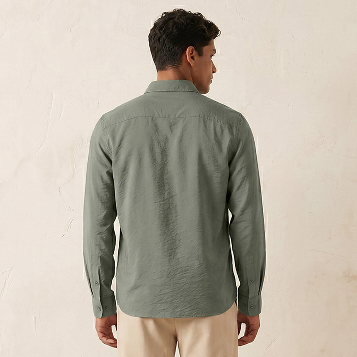 Splash Basic Regular Fit Collared Crinkled Textured Long Sleeves Shirt-men-clothing-shirts-image-4