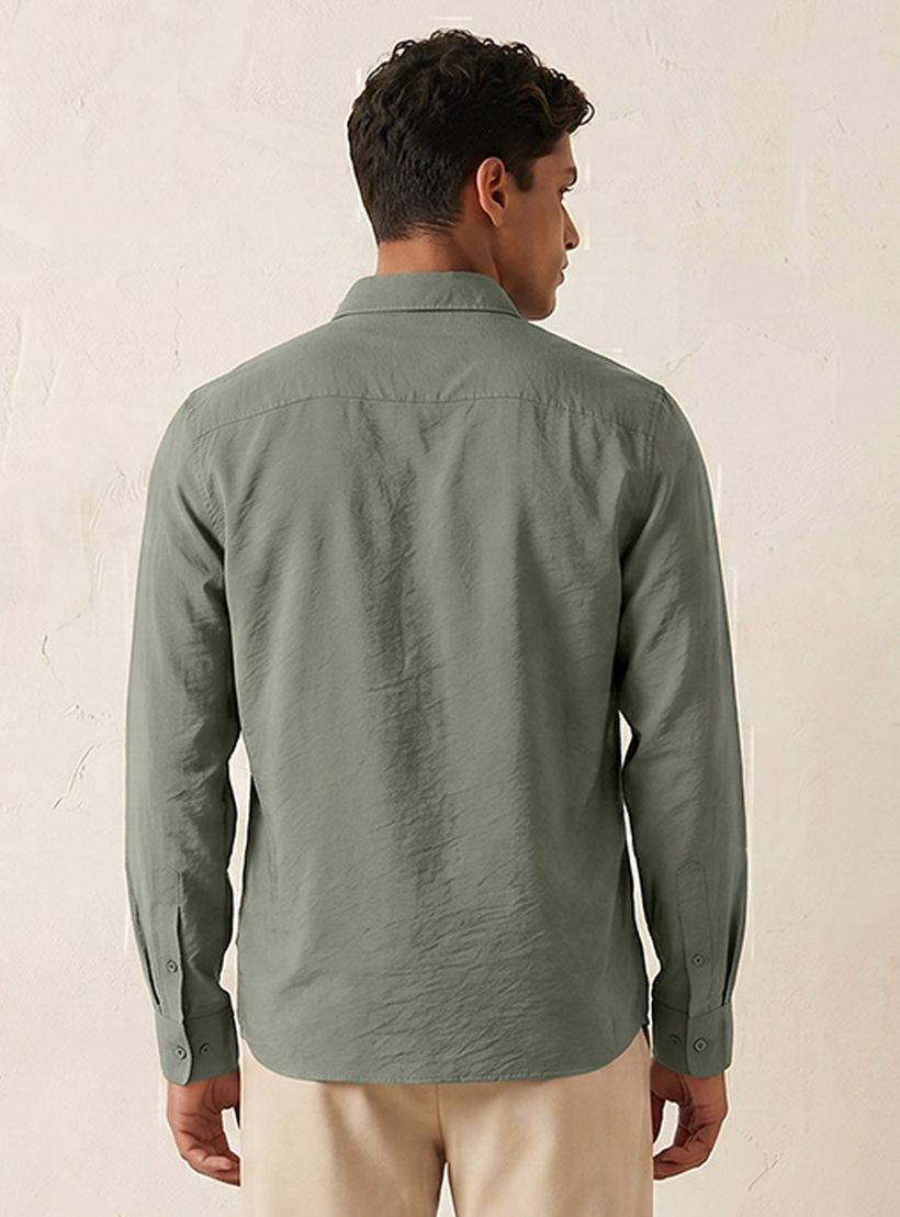 Splash Basic Regular Fit Collared Crinkled Textured Long Sleeves Shirt-men-clothing-shirts-image-4