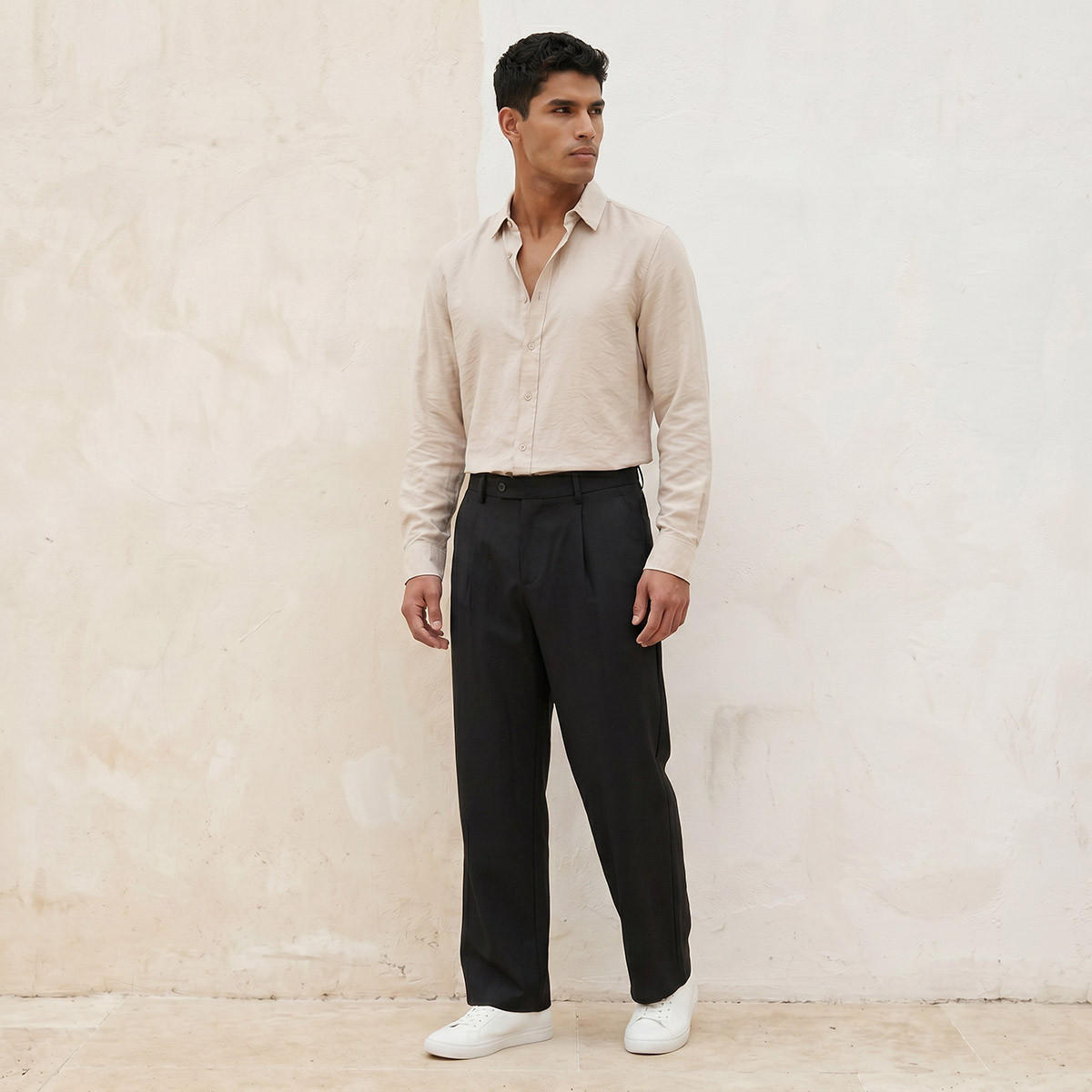 Splash Basic Regular Fit Collared Crinkled Textured Long Sleeves Shirt-men-clothing-shirts-image-3