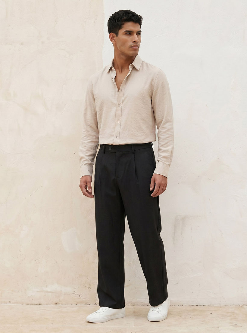 Splash Basic Regular Fit Collared Crinkled Textured Long Sleeves Shirt-men-clothing-shirts-image-3