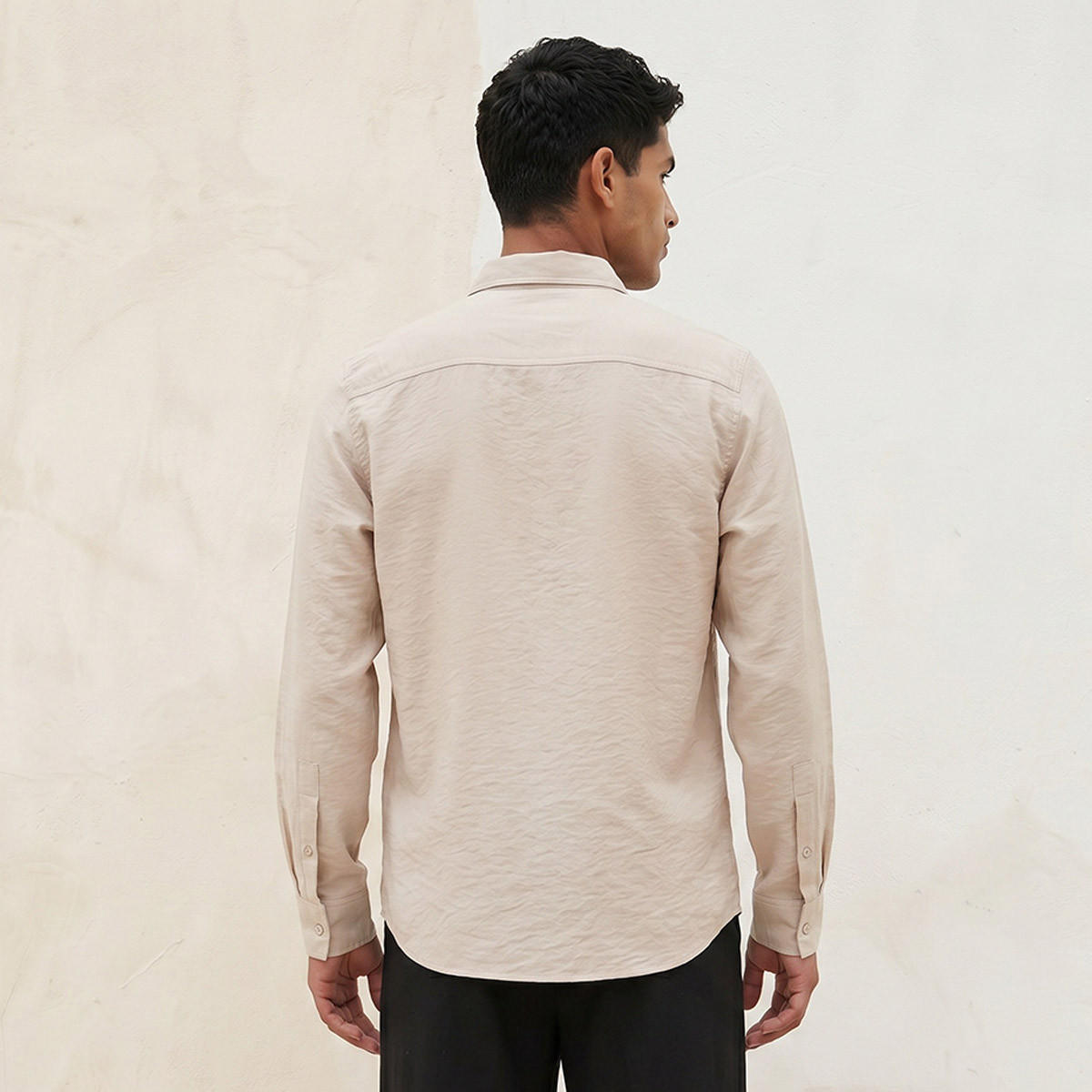 Splash Basic Regular Fit Collared Crinkled Textured Long Sleeves Shirt-men-clothing-shirts-image-4