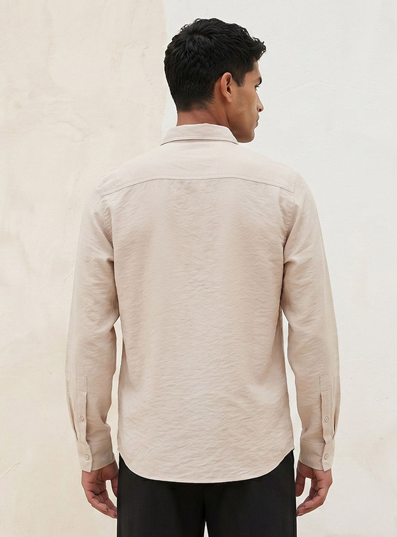 Splash Basic Regular Fit Collared Crinkled Textured Long Sleeves Shirt-men-clothing-shirts-image-4