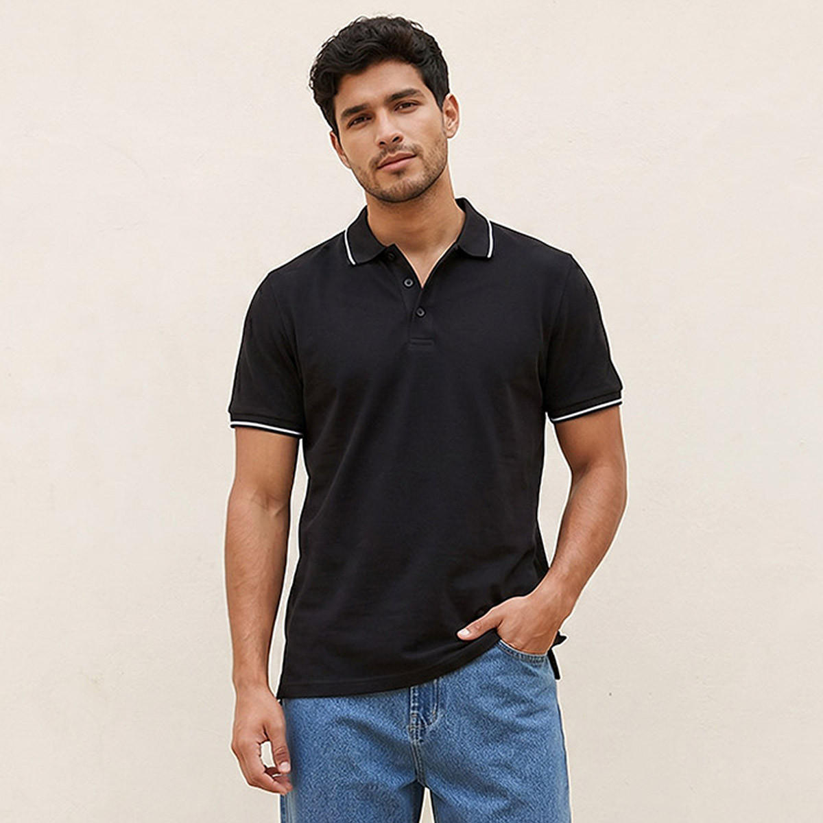 تيشيرت بولو بارز الملمس بأكمام قصيرة من سبلاش بيزك-men-clothing-tshirtsandpolos-polos-image-1