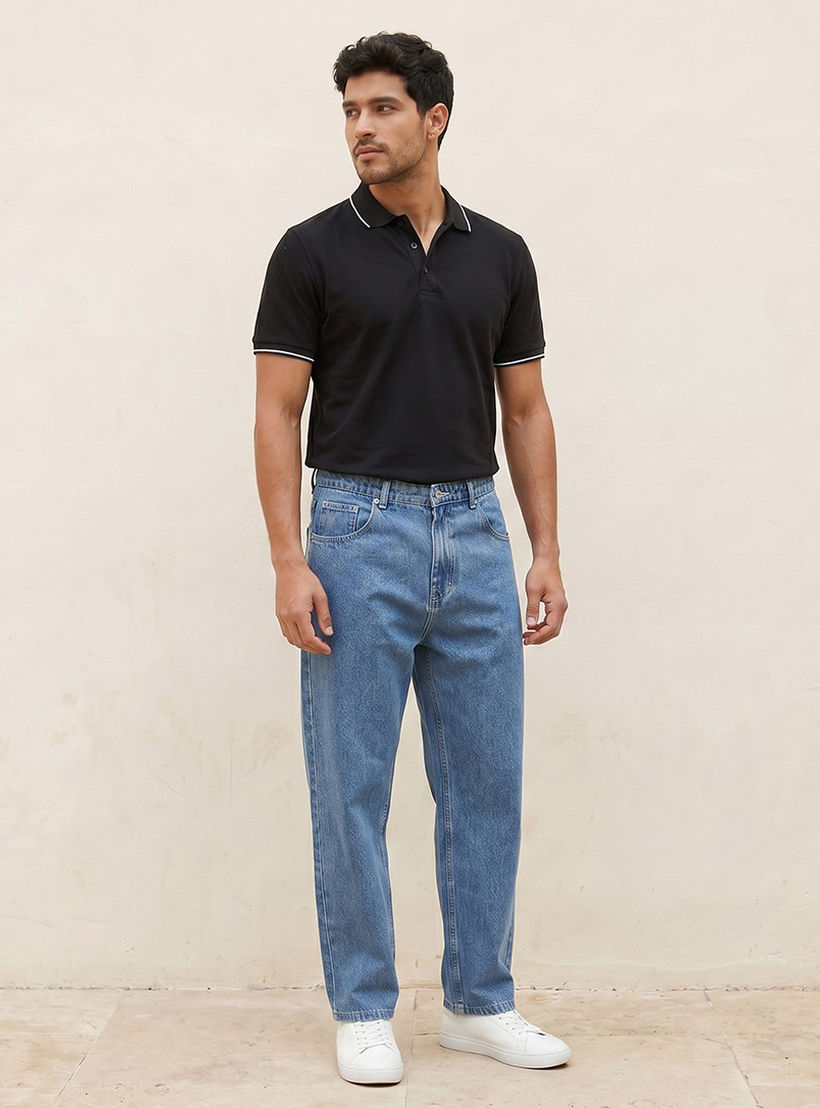تيشيرت بولو بارز الملمس بأكمام قصيرة من سبلاش بيزك-men-clothing-tshirtsandpolos-polos-image-3