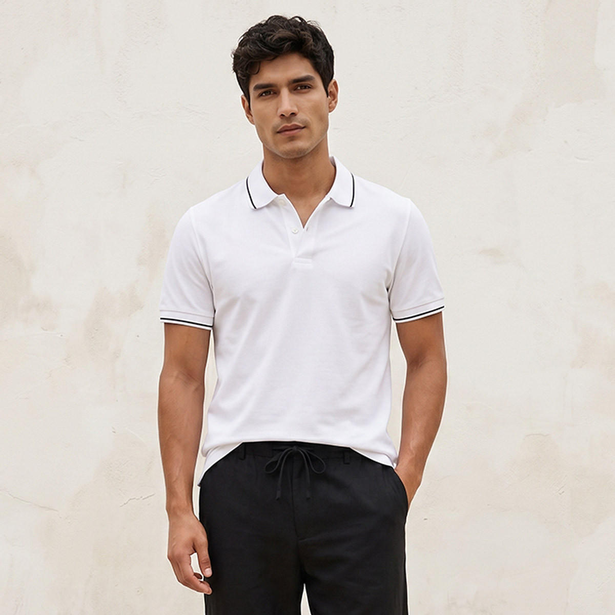 تيشيرت بولو بارز الملمس بأكمام قصيرة من سبلاش بيزك-men-clothing-tshirtsandpolos-polos-image-1