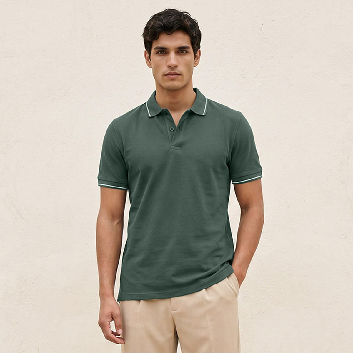 تيشيرت بولو بارز الملمس بأكمام قصيرة من سبلاش بيزك-men-clothing-tshirtsandpolos-polos-image-1