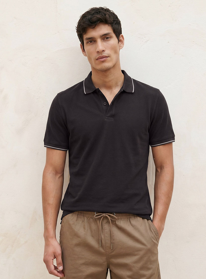 تيشيرت بولو بارز الملمس بأكمام قصيرة من سبلاش بيزك-men-clothing-tshirtsandpolos-polos-image-5